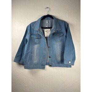 NWT SYG Club 5XL Blue Denim Jacket Trucker Style Classic Fit Women Utility